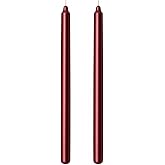 2&rsquo;li Bordo/Koyu Kırmızı Metalik Şamdan Mum Seti 25 cm &ndash; Dekoratif İnce Şamdan Mum, Kokusuz Parafin Wax,%100 Pamuk Fitil, El D