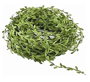 BladesUSA Green Leaves Decorative Artificial Olive Green lace for craft Vine Garland Satin Ribbon String Trim Artificial Leaves - 15 Meter Length - Home Wedding Christmas Decoration Gift Wrapping Wall Hangings - Olive Green