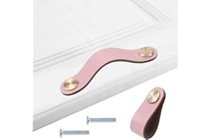 HY HUIJUN Poignées cuir de Placard, 2 Poignée Poignées de meubles vintage,Boutons en cuir pour armoires de cuisine