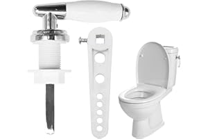 Divono Ceramic Toilet Flush Handle, Toilet Handles Flush Lever Traditional Toilet Handle Replacement Kit Chrome Plated Metal Handle for Toilet WC Cistern Flush Lever(White)