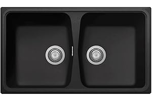 Plados Lavello in quarzo da cucina incasso SP0862 due vasche - Nero Matt