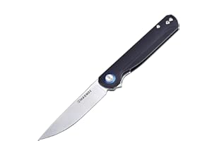 Harnds Cuchillo de bolsillo plegable Wind Flipper Hoja de G10 con cojinetes de cerámica Cuchillo de supervivencia para camping y EDC (Negro)
