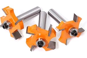 Gasea 3pcs 8mm 4-Lame Fraise à Bois T-Forme Fraise de Rainure Set Coupe Outil de Travail du Bois Orange Lame Hauteur:6mm, 8mm, 10mm