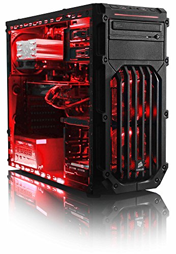VIBOX Warrior 4X Gaming PC – 4,1GHz AMD FX 6-Core CPU, RX 460 GPU, leistungsfähig, Hochleistung, Desktop Gamer Computer mit Spielgutschein, Rot Innenbeleuchtung, lebenslange Garantie* (3,5GHz (4,1GHz Turbo) Superschneller AMD FX 6300 Sechs 6-Core Prozessor CPU, MSI AMD Radeon RX 460 2GB Grafikkarte, 8GB DDR3 1600MHz RAM, 2TB (2000GB) SATA III 7200rpm Festplatte, Raijintek Aidos Air CPU Kühler, 85+ Netzteil, Corsair Carbide Spec-03 LED Gaming Gehäuse, AM3+ Mainboard, Ohne Windows Betriebssystem) - 2