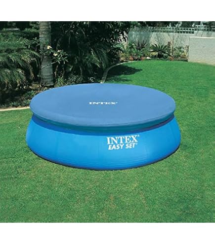Copertura Piscina Fuori Terra PVC Fori Drenaggio Telo Copripiscina Intex Per Piscina Easy Set 305 Cm - Protegge Da Foglie E Sporco, Con Corda Di Fissaggio Copertura Piscina 305 Cm