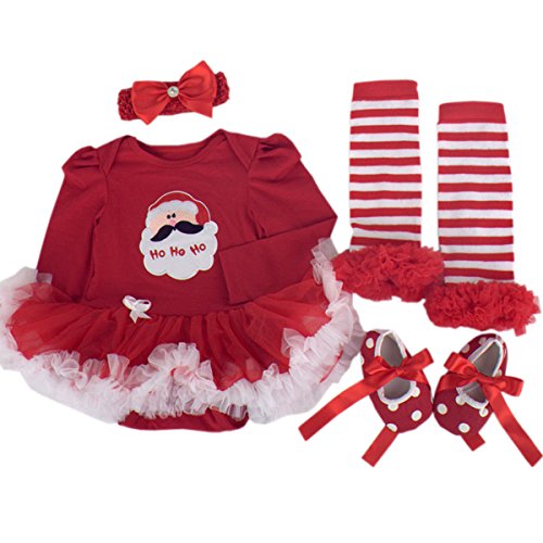 TANZKY® Baby Girls' First Christmas Newborn Santa Costumes Tutu Dress (6~9 months)