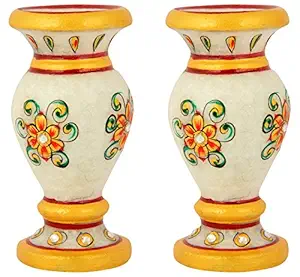 Saudeep India Trading Corporation Marble Vase Flower Pot Pair(6 Cm X 6 Cm X 10 Cm, Pack Of 2, Sitc201749-A)