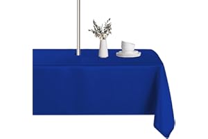 LUSHVIDA Rectangle Outdoor Tablecloth with Umbrella Hole and Zipper, 60x84 Inch Blue, Washable Waterproof Table Cloth Spill Proof Wrinkle Free Table Cover for Patio Spring Summer Picnic BBQS