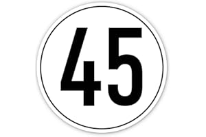 HAVATI Aufkleber: ⌀ 200 mm, 1 Stück - StVO - Geschwindigkeit - 45 km/h - km/h - z.B. für Baumaschinen und Anhänger