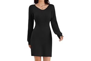 ZLIGXEA Damen Strickkleid Female Elegant Winterkleider V-Ausschnitt Langarm Herbst Langes Kleid Übergröße Pullover Kleider S-XL