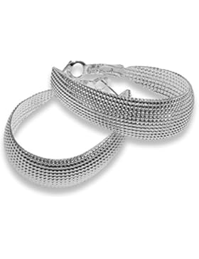 Original Enez Ohrringe Creolen Echt Silber Versilbert B:1,3cm Ø 4,5 cm D064 + Geschenkbeutel