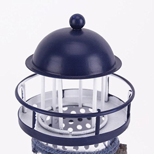 Deko Mittelmeer Style Leuchtturm Eisen Kerze LED Licht Haus Dekoration – Anker , 14.5cm - 4