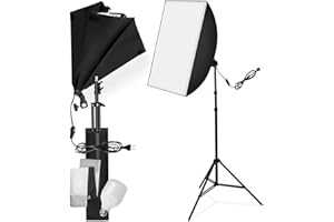 tectake® Profi Fotostudio Set 1x Studioleuchte Kamera Stativ inkl. LED Beleuchtung, Softbox, Tasche, für natürliches Licht, Zubehör für Streaming, Foto, Selfie, Video, Webcam, Indoor und Outdoor