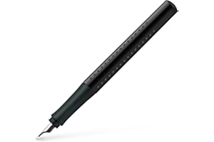 Faber-Castell 140816 – nowoczesne pióro wieczne Grip 2010 o ergonomicznym kształcie i wysokiej jakości konstrukcji, szerokie pióro M, do ponownego napełniania, w zestawie wkład atramentowy, czarne, 1