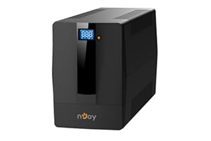 nJoy Horus Plus 1000VA Gruppo di Continuità 600 Watt, Line Interactive, Onda Sinusoidale Simulata, Display LCD, Touch Screen, AVR, USB, 4 Uscite Shuko, Rj11 RJ45 In/Out, 2 Batterie - Garanzia 3 Anni
