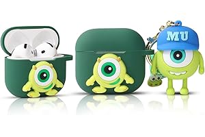 LEWOTE Compatibile con Apple AirPods 4 custodia protettiva divertente con simpatico cartone animato con portachiavi bambola (Mike)
