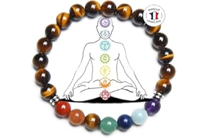 Attraction Zen BRACELET 7 CHAKRAS Pierres Naturelles | EBOOK Offert | Fait Main | Bijoux Femme Homme | Bracelet pierre naturelle | Pierres de 8mm | TOUTES LES PIERRES DE NOS BRACELETS SONT NATURELLES