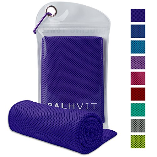 Balhvit Toalla de Enfriamiento, Transpirable Toalla Microfibra para de Instant Relief, Toalla de Hielo para Viajes Acampada Yoga Fitness Gimnasio Ejercicio de béisbol Golf y Deportes - Púrpura (Violeta oscuro, 47*14inch)