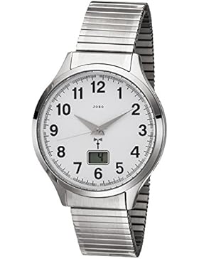 JOBO Herren Armbanduhr Funk Funkuhr Edelstahl Flexband Herrenuhr mit Datum