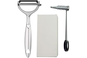 PLUSHCEWT 2 Stück Spiralschneider Edelstahl Kartoffel Spiralschneider Gemüseschäler für Zucchini Gurken Karotten Äpfel Küchenhelfer für kreative Gerichte Zoodles gesunde Snacks leicht zu reinigen (A)