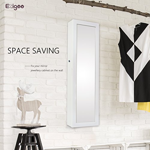 confronta il prezzo Ezigoo Specchio Portagioie da Parete – Da Montare a Parete/Armadio Portagioie da Parete con Luci LED 110 x 31.5 x 8.5 cm miglior prezzo