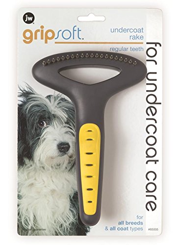 JWPet Company GripSoft Undercoat Rake Regular Teeth Dog Brush