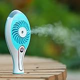 Misting Handheld Fan, Florally Portable Personal Cooling Water Spray Fan Humidifier Mini Desktop Fans Rechargeable 18650 Battery Operated Fan for Home Outdoor Office Use (Blue)
