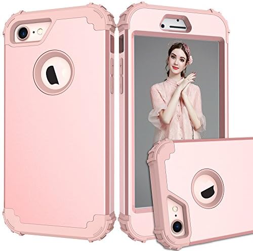 iPhone 7 Case, OJAX iPhone 7 case Shockproof Three Layer High Impact Resistant Hybrid Heavy Duty [Hard PC + Soft Silicone] Full-Body Protective Case for iPhone 7 (4.7 Inch) (ROSE GOLDEN)