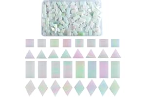 SOFPLATE 1 Box 200 Stück 4 Stile Buntglas Mosaikfliesen Kleine Glasmosaikstücke Schillernde Dreiecke Quadrate Rauten Rechtecke Bastelfliesen Cabochons Für Handgefertigte Kunsthandwerksprojekte DIY Dek