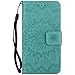 Produktbild iPhone 6S Hülle,Luxus Tasche für iPhone 6,Leweiany Handytasche Ledertasche iPhone 6 6S Schutzhülle Elegant Prägung Sonnenblume Einfarbig Muster Lederhülle Handyhülle PU Leder Stand Hülle Etui mit Karte Halterung und Magnetverschluß Kratzfestes Leder Wallet Klapphülle Flip Book Case TPU Cover Bumper Tasche Slim Brieftasche Etui Schale für Apple iPhone 6/6S 4.7 Zoll (Grün)