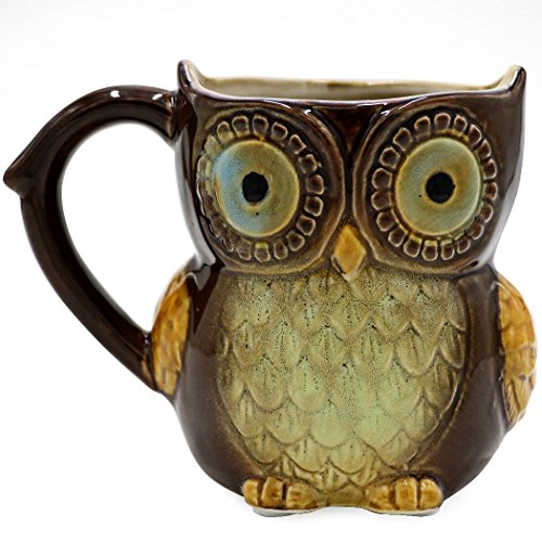 greencherry niedliche Eule Kaffee Tasse 12 Oz für Kaffee Tee cyan niedliche Eule Morning Coffee Tasse aus Keramik braun