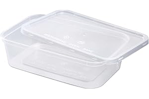 We Can Source It Ltd 50 x 750ml Plastic Microwave & Freezer Safe Food Containers with Lids - BPA-Free, Reusable, Takeaway Meal Prep Containers - Catering Grade Food Storage Boxes for Home & Business