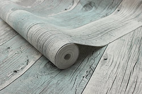 Vlies Tapete Antik Holz rustikal verwittert hell blau grau vertäfelung 68614 - 2