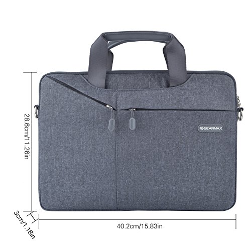 Laptop Notebook Schultertasche, EKOOS 3 Way Business Aktenkoffer Tasche Hülle Sleeve Einfache Stil Wasserdichte Nylon Stoff Notebook Sleeve für Macbook Air / Pro Retina, Microsoft Surface Pro 4/3, Ultrabook, Netbook (15.6, Grau) - 7