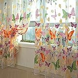 100 nuevo y de alta calidad. Mariposa floral cortinas Visillos gasa de Tulle de la cortina de ventana 100x200