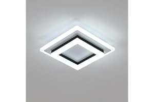 SENQIU Plafonnier LED, Lampe de Plafond Noir Carré 24W, Luminaire Plafonnier LED Moderne Blanche Froide pour Chambre à Coucher, Salon, Couloir, Salle D'étude, 6500K Lumière Blanche Froide