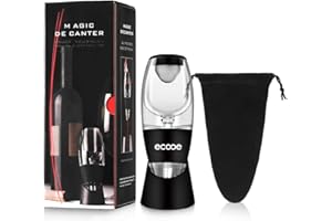 ecooe Vino Aireador Decantadores de Vino Sin Goteo Vino Vertedor con Base para Vino Tinto,Sin BPA, Negro