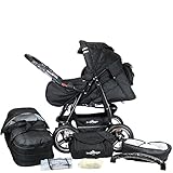 Tolle Farben - moderne Konstruktion. Dieser Bergsteiger Kinderwagen ist nicht nur äußert flexibel einsetzbar, sondern ist auch ein absoluter Blickfänger. Die moderne Farbgestaltung in Verbindung mit den großen Luftreifen auf den Chromfelgen sorgt für eine wunderschöne Optik.