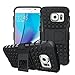 Produktbild Ellitac Duo Layer Handyhülle für Samsung Galaxy S7 Hülle Case Tasche Handytasche Schutzhülle TPU Case Backcover Bumper mit Ständer Robust Standfunktion Schockabsorption Stoßdämpfung, Schwarz