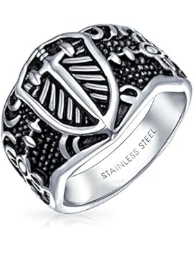 Bling Jewelry Edelstahl keltische mittelalterliche Kreuz und Schild Mens Ring
