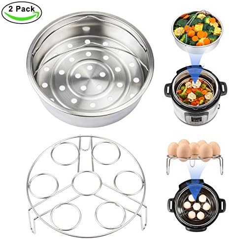 BUTEFO Stainless Steamer Basket Rack Set for Instant Pot Accessories, Egg Steamer Rack, Fits Instant Pot 5,6,8qt, Set of 2