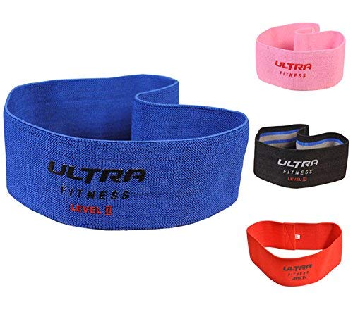 ULTRA FITNESS New hip Flex Circle - Premium stretch fabric, latex free for pilates, yoga and ideal physiotherapy band, Black, L/XL