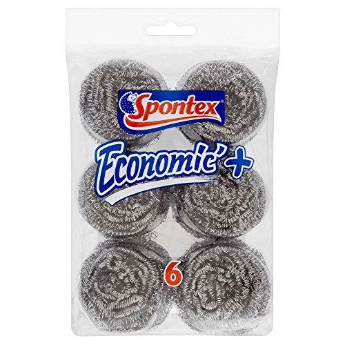 Preisvergleich Produktbild Spontex Economic Edelstahl Scourers (6) - Packung mit 6