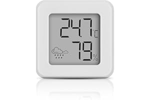 HOUDIAN Mini termometr cyfrowy z higrometrem, monitor temperatury w pomieszczeniu i higrometr, wskaźnik temperatury i wilgotności powietrza (biały, 1 sztuka)