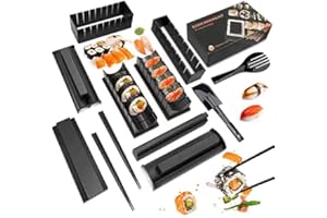 MLRYH Sushi Maker Kit 12 PCS Moules à Sushi Kit De Préparation De Sushi Set riz Rouleau DIY Cuisine Coffret Complet Convient à Débutant