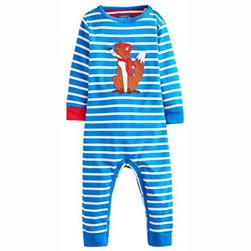 Joules Applique Fox Babygrow - Blue Stripe