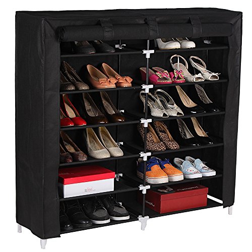 Songmics 7 Schicht staubdichtes Schuhablage Schuhregal Schuhschrank schwarz für ca. 36 paar Schuhe Schuhständer 115 x 110 x 28 cm RXJ12H - 2