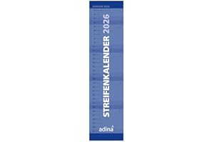 2026 ADINA Streifenkalender XL blau 64x15cm Monatskalender