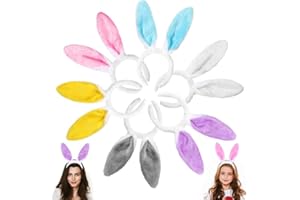 DIYDEC 6 Stücke Easter Bunny Ears, Plüsch Kaninchen Ohren Stirnband Hasenohren Haarreif für Erwachsene und Kinder Ostern Party Kostüm Cosplay