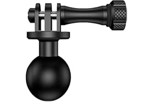 SPTCHAPN Adaptador de cámara de 1" para cámaras Garmin/GitUP/Coyote/Gopro Hero Sport, soporte de bola giratorio de 360 grados con tornillos metálicos (R15, negro-1)